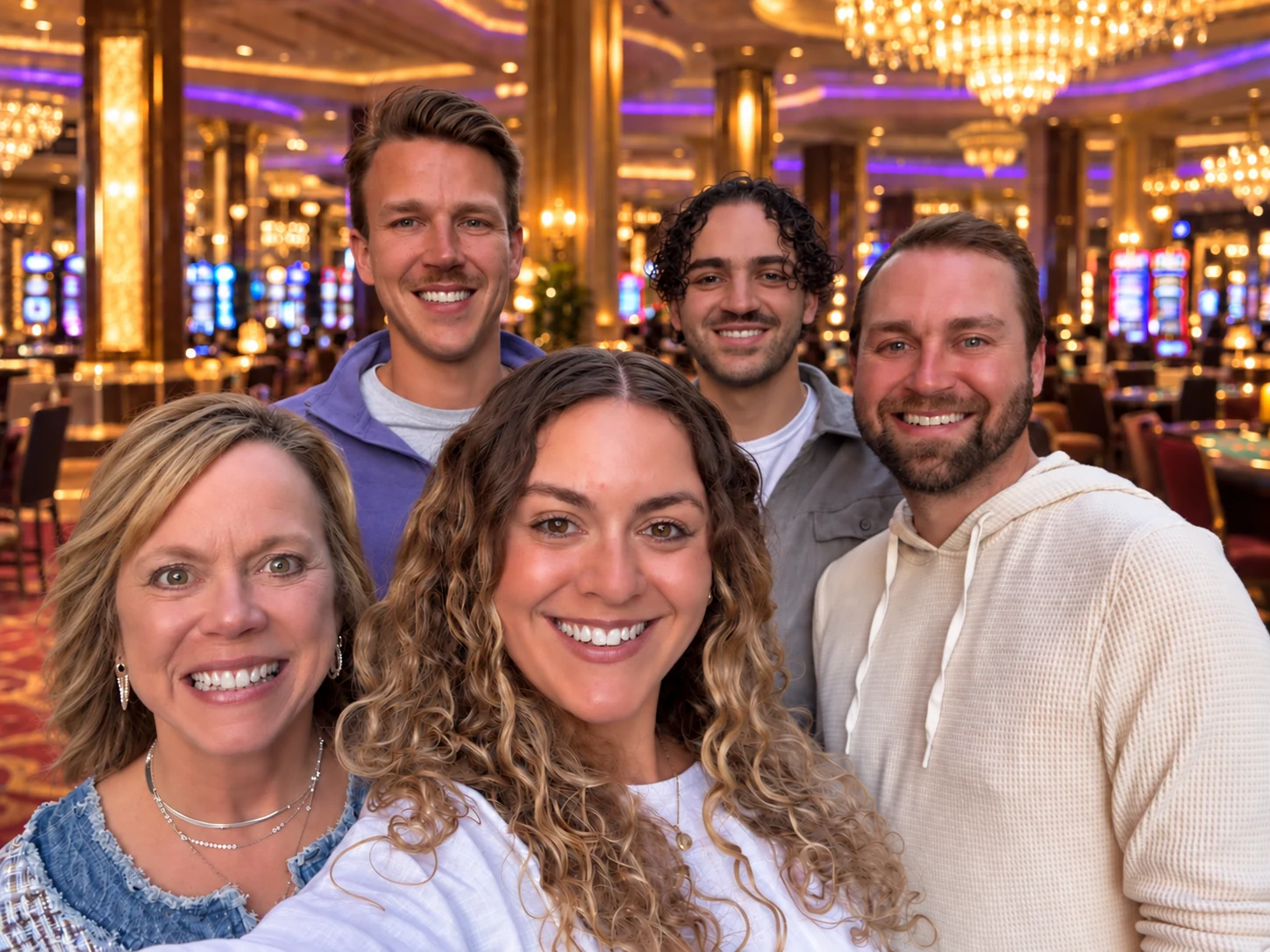 Brigid Schwartz with her family at a casino